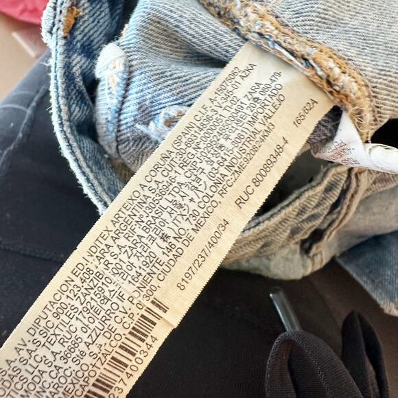 Zara Mid-Rise Cargo Blue Straight Leg Jeans Women's sz 2 - Picture 13 of 16